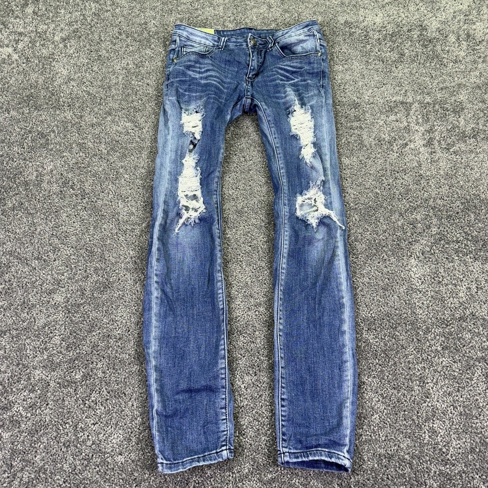 Machine Jeans Womens 7 Blue Skinny Distressed Stretch Denim Medium Wash City